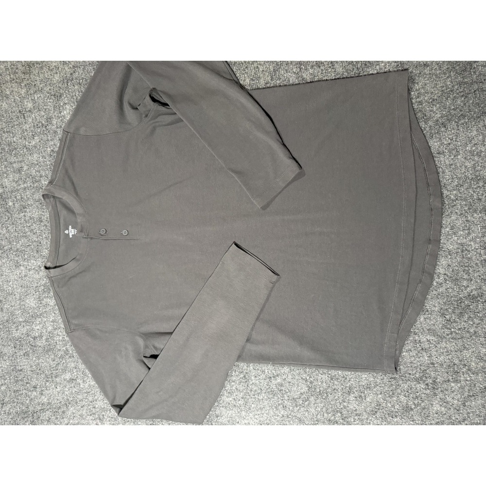Western Rise Henley Shirt Mens Medium Gray Long Sleeve Stretch Tagless Casual